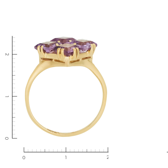 Кольцо из золота 585 пробы c 4 аметистами, Л 2414 2752 за 19600