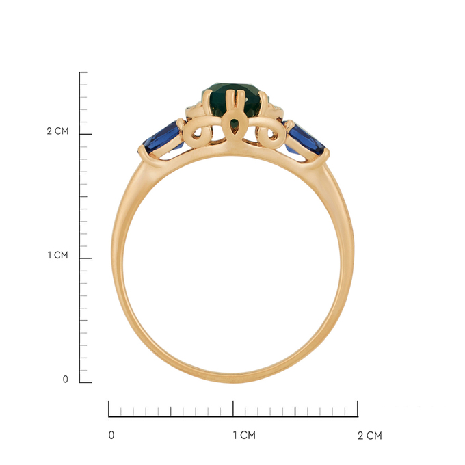 Кольцо из золота 585 пробы c хризопразом, синтетическими камнями и фианитами, Л 5406 2129 за 27440