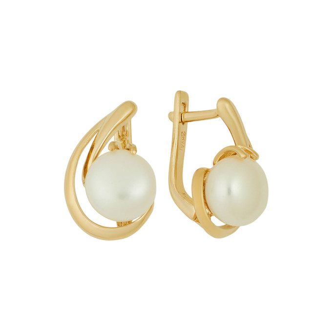 Серьги из золота 585 пробы c культивированным жемчугом, Л 0805 2166 за 43620