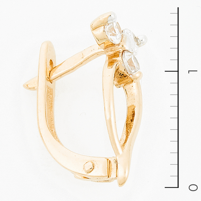 Серьги из красного золота 585 пробы c фианитами