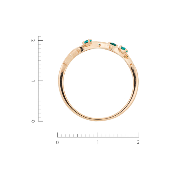 Кольцо из красного золота 585 пробы c 3 синт. изумрудами, Л18112167 за 8580