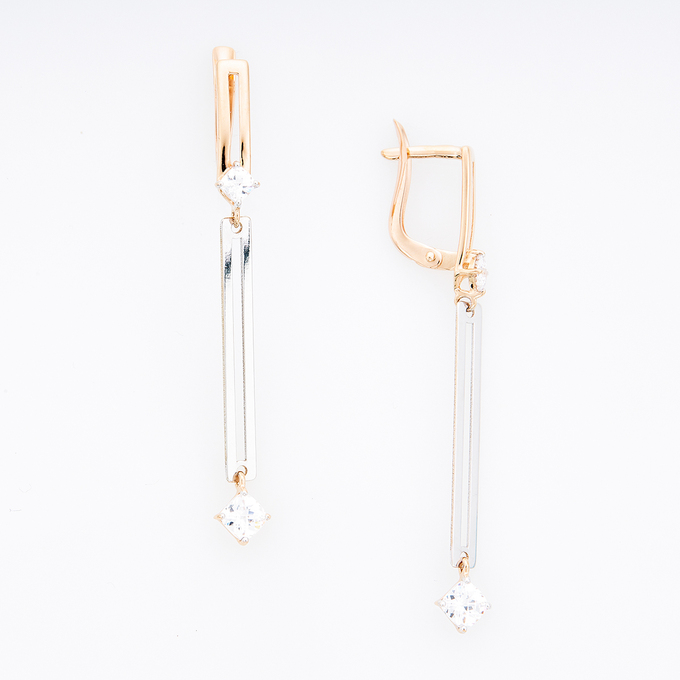 Серьги из золота 585 пробы c фианитами