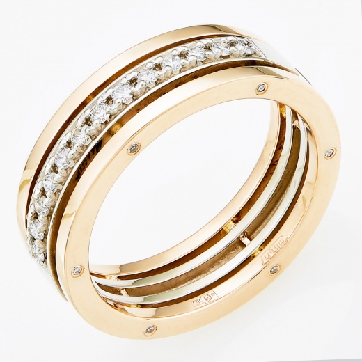 Кольцо из комбинированного золота 585 пробы c 25 бриллиантами Л29100398 фото 1
