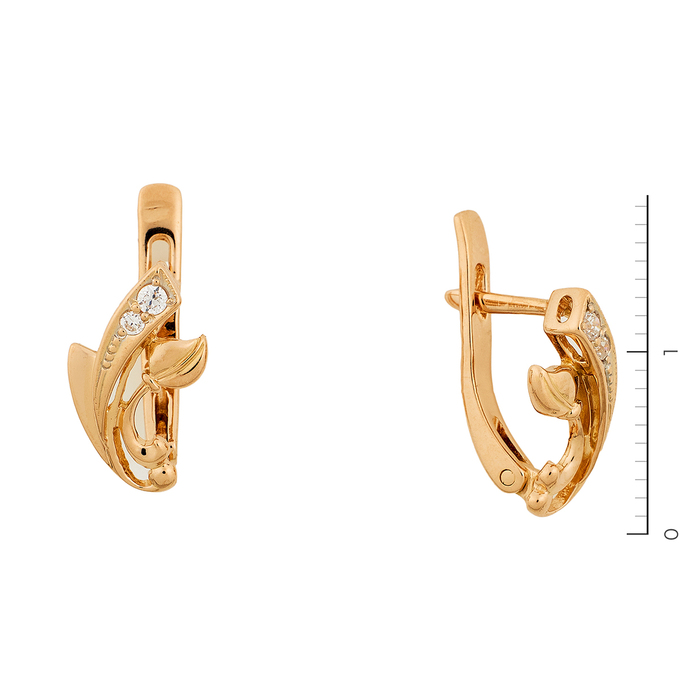 Серьги из красного золота 585 пробы c фианитами