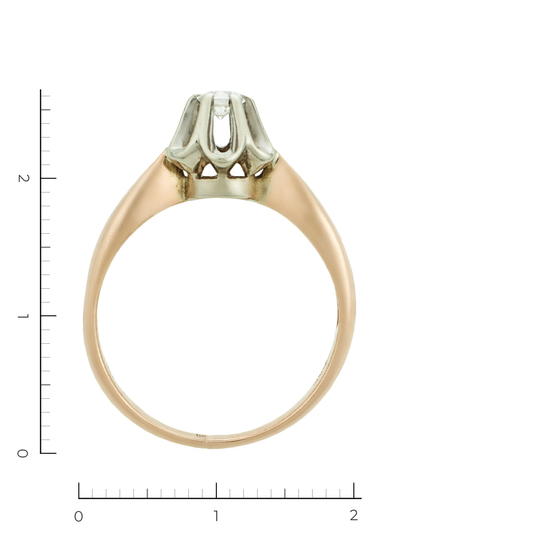Кольцо из комбинированного золота 585 пробы c 1 бриллиантом, Л24140737 за 22950