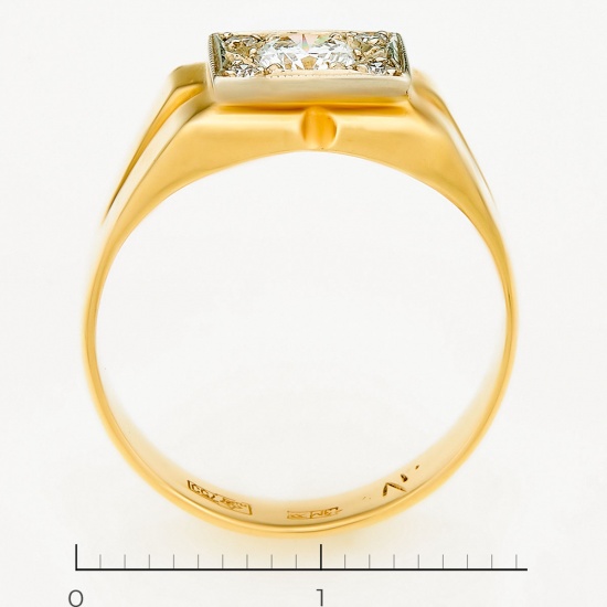 Кольцо из желтого золота 750 пробы c 5 бриллиантами, Л22101221 за 86600