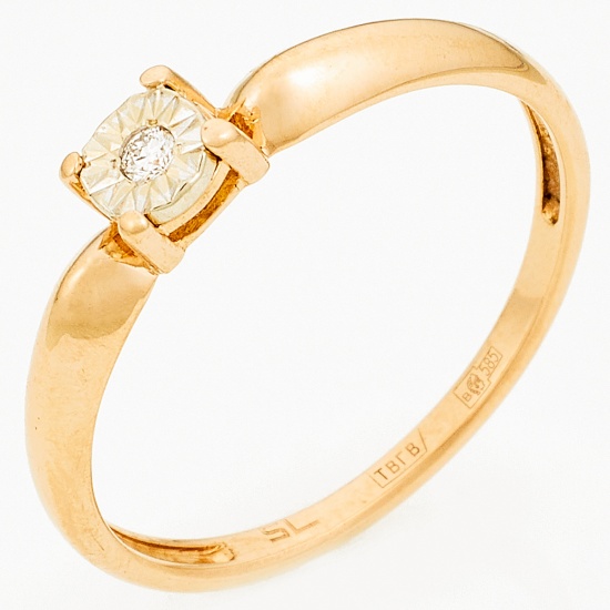 Кольцо из комбинированного золота 585 пробы c 1 бриллиантом, Л37055245 за 7450