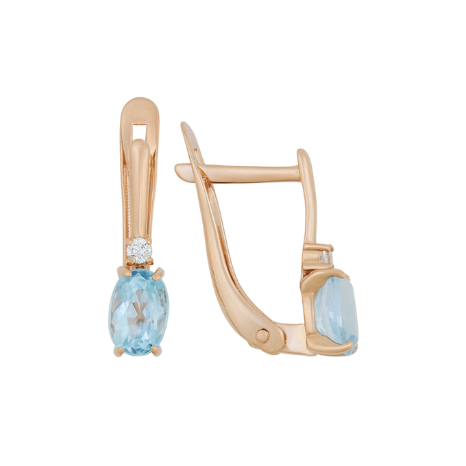 Серьги из золота 585 пробы c топазами и фианитами