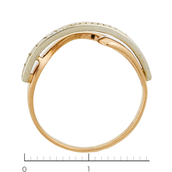 Кольцо из комбинированного золота 585 пробы c 6 бриллиантами, Л75015499 за 10400