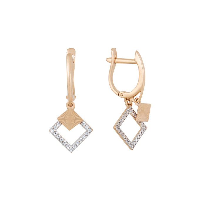 Серьги из золота 585 пробы c фианитами