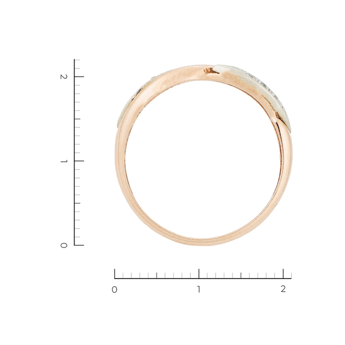 Кольцо из комбинированного золота 585 пробы c 6 бриллиантами, Л 2508 2165 за 16200