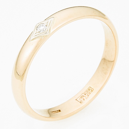 Кольцо из комбинированного золота 585 пробы c 1 бриллиантом Л43054503 фото 1