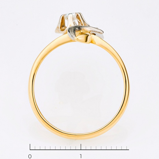 Кольцо из комбинированного золота 750 пробы c 2 бриллиантами, Л36055445 за 23625
