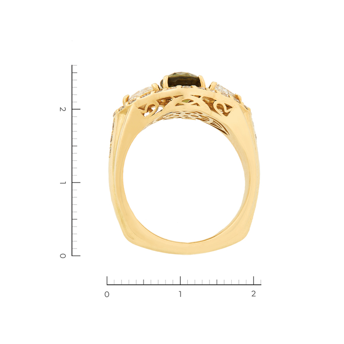 Кольцо из желтого золота 750 пробы c 30 бриллиантами и 1 демантоидом, Л 2809 4134 за 450000