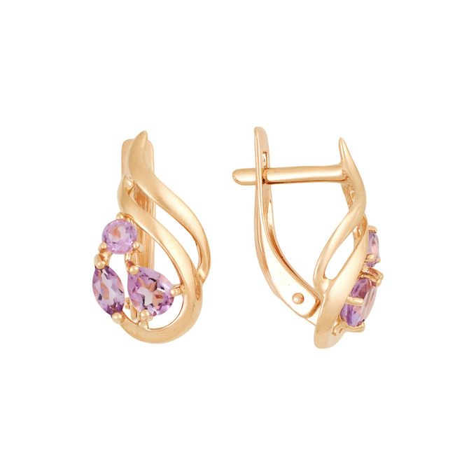 Серьги из золота 585 пробы с аметистами, Л 3012 1460 за 23200