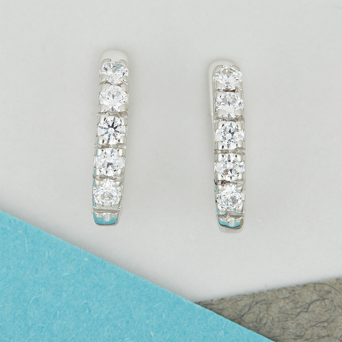 Серьги из белого золота 585 пробы c фианитами
