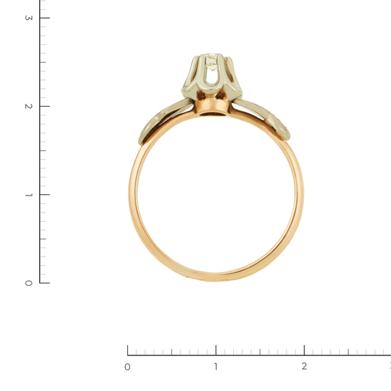 Кольцо из комбинированного золота 585 пробы c 3 бриллиантами, Л20102752 за 19950
