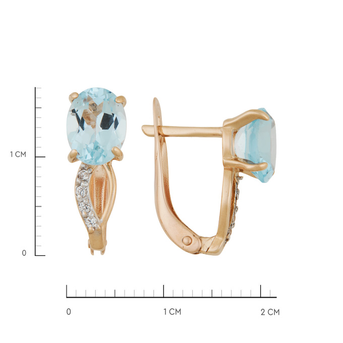 Серьги из золота 585 пробы c топазами и фианитами, Ц О007 2703 за 29400