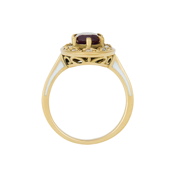 Кольцо из золота 750 пробы c сапфиром, бриллиантами и эмалью, Л 2811 7383 за 185000