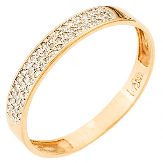 Кольцо из комбинированного золота 585 пробы c 55 бриллиантами, Л28082423 за 9 200 ₽
