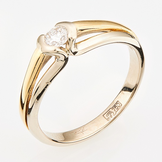 Кольцо из комбинированного золота 750 пробы c 1 бриллиантом, Л69003134 за 20125