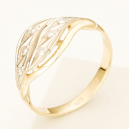 Кольцо из комбинированного золота 500 пробы c 6 бриллиантами 124083 фото 1