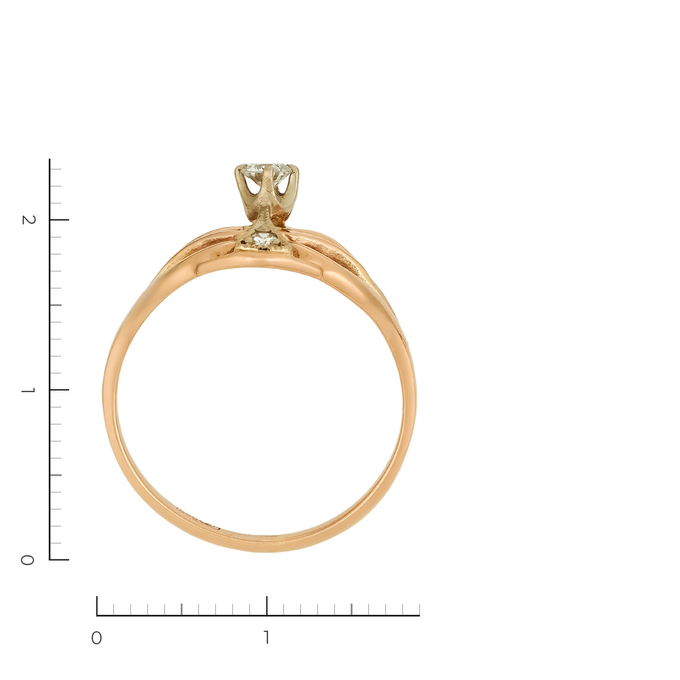 Кольцо из комбинированного золота 585 пробы c 3 бриллиантами, Л 2809 5136 за 40250