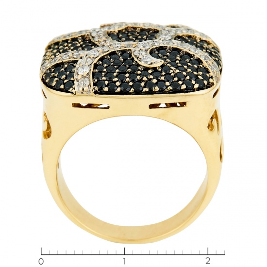 Кольцо из комбинированного золота 585 пробы c камнями синтетическими и 45 бриллиантами, Л06142075 за 87000