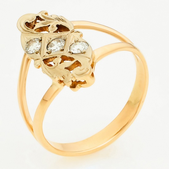 Кольцо из комбинированного золота 585 пробы c 3 бриллиантами, Л28077289 за 24465