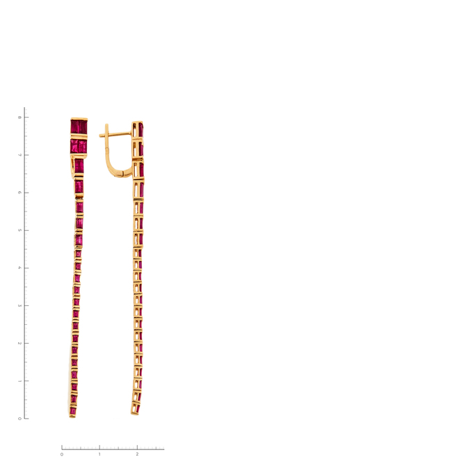 Серьги из красного золота 585 пробы c 46 рубинами