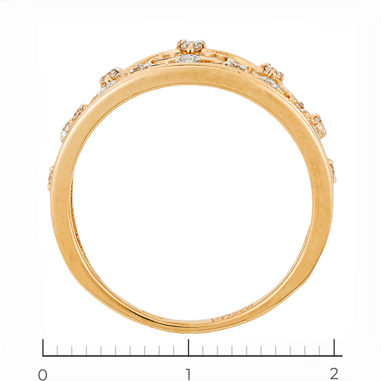 Кольцо из красного золота 585 пробы c фианитами, Л57030707 за 8000