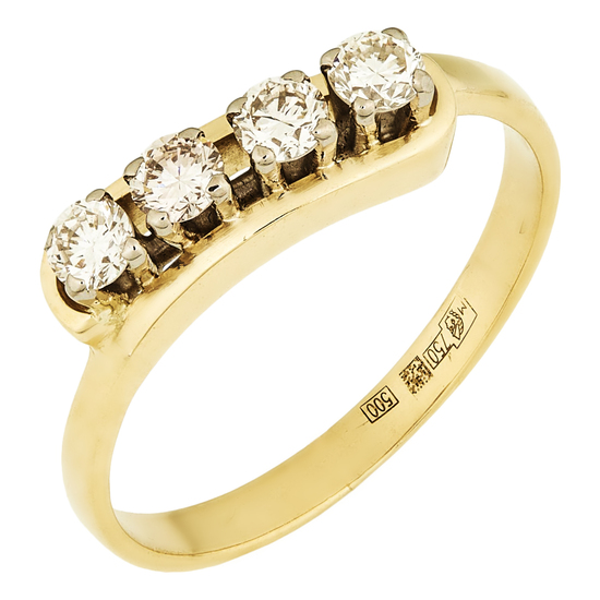 Кольцо из комбинированного золота 750 пробы c 4 бриллиантами, Л05130937 за 55200