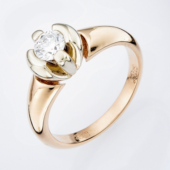 Кольцо из комбинированного золота 585 пробы c 1 бриллиантом, Л36053875 за 79275