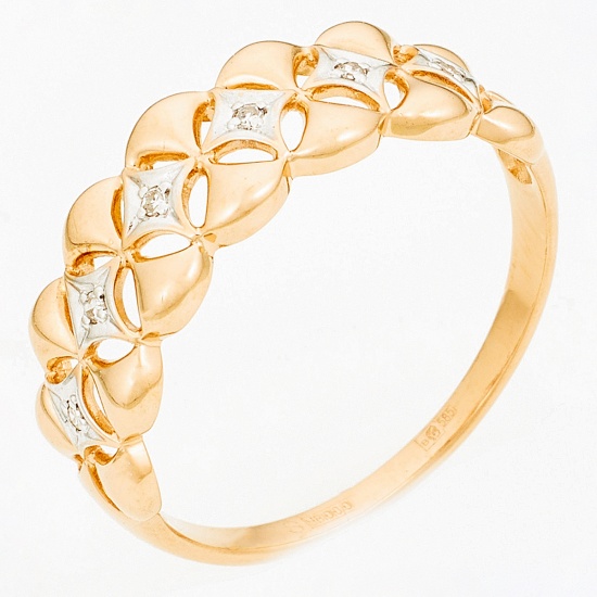 Кольцо из комбинированного золота 585 пробы c 6 бриллиантами, Л39095592 за 14 320 ₽