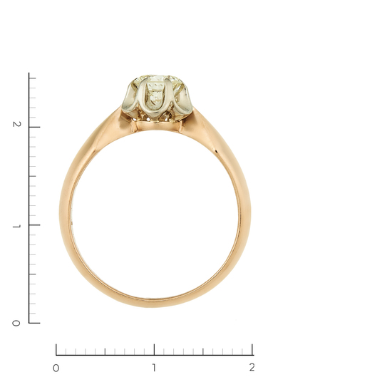 Кольцо из комбинированного золота 583 пробы c 1 бриллиантом, Л62015069 за 80100