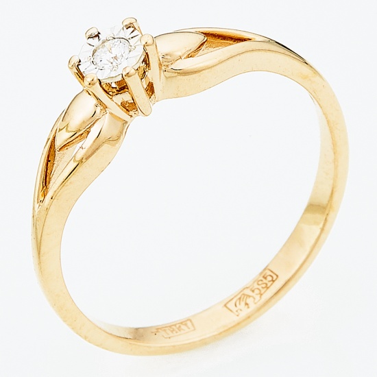 Кольцо из комбинированного золота 585 пробы c 1 бриллиантом, Л37053189 за 5950