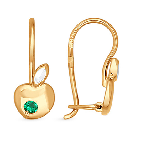 Серьги из золота 585 пробы c фианитами