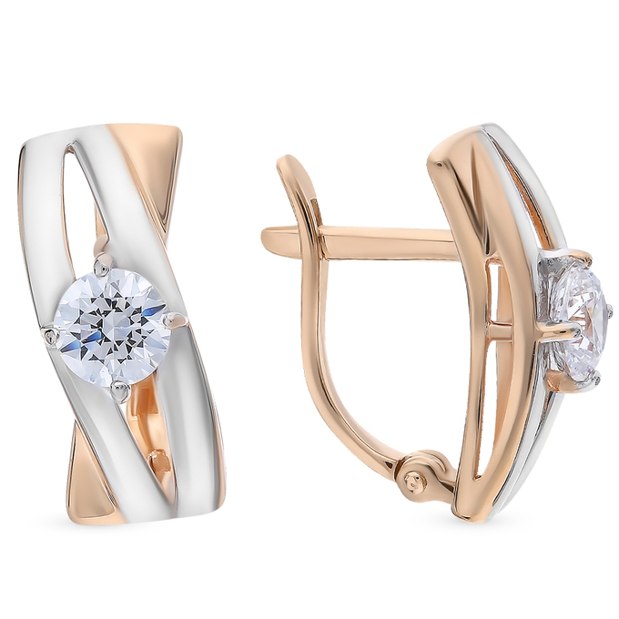Серьги из золота 585 пробы c фианитами