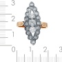Кольцо из комбинированного золота 585 пробы c 3 бриллиантами и 16 упр. огр. бриллиантами 091995 фото 3