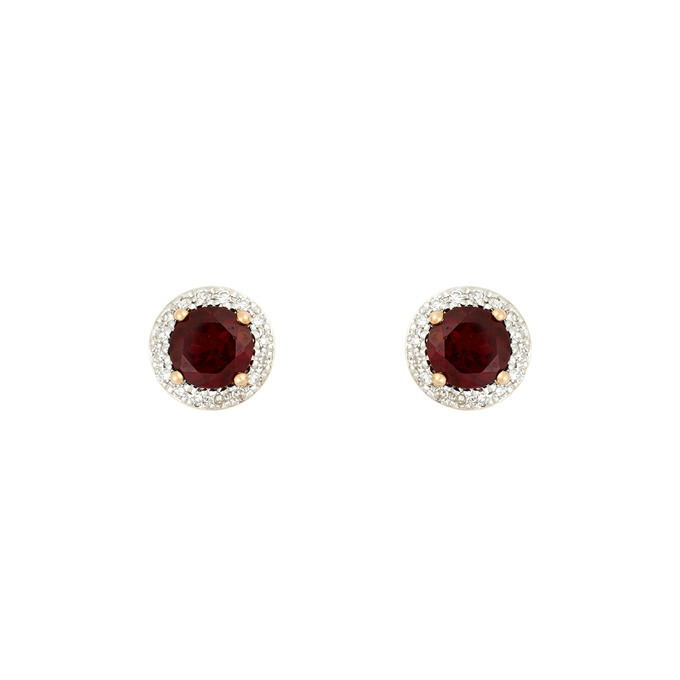 Серьги из золота 585 пробы с гранатами и бриллиантами, Л 7502 3773 за 32800