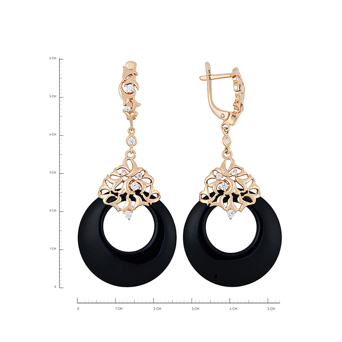 Серьги из золота 585 пробы c агатами и фианитами, Л 2211 9695 за 99680