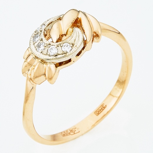 Кольцо из комбинированного золота 585 пробы c 5 бриллиантами Л54045483 фото 1