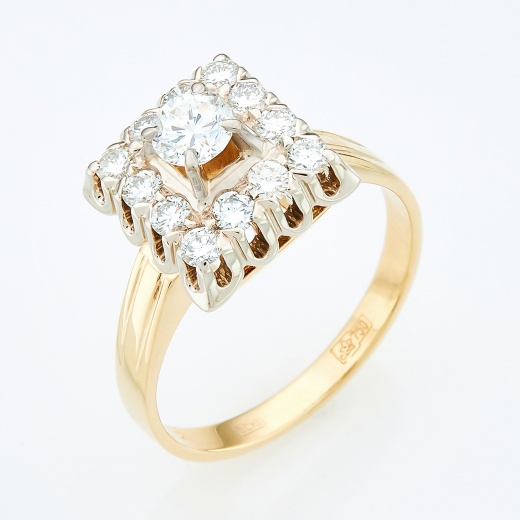 Кольцо из комбинированного золота 750 пробы c 13 бриллиантами Л33044212 фото 1