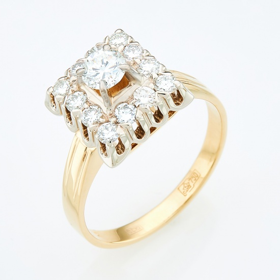Кольцо из комбинированного золота 750 пробы c 13 бриллиантами, Л33044212 за 124 000 ₽