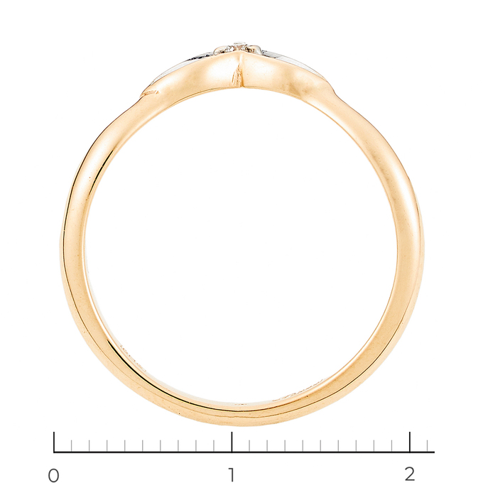 Кольцо из комбинированного золота 585 пробы c 1 бриллиантом
