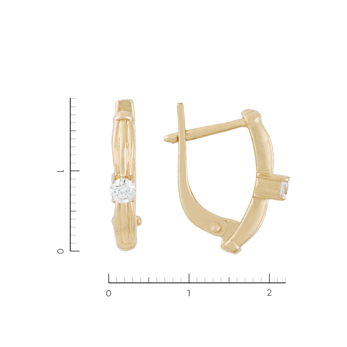 Серьги из желтого золота 585 пробы c 2 бриллиантами, Л 2809 4259 за 47530