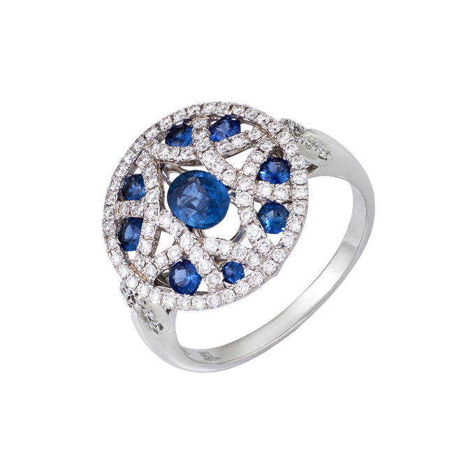 Кольцо из золота 585 пробы с сапфирами и бриллиантами, Л 2813 6187 за 70000