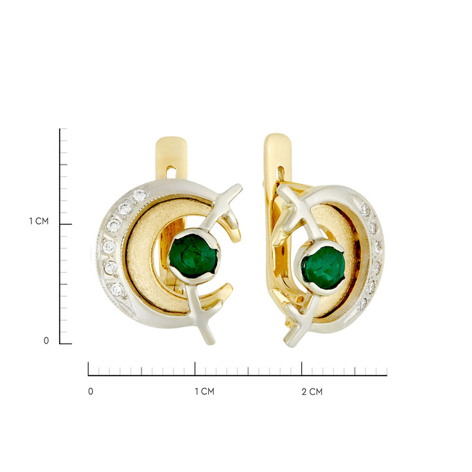 Серьги из золота 585 пробы с изумрудами и бриллиантами, Ц О007 3870 за 82200