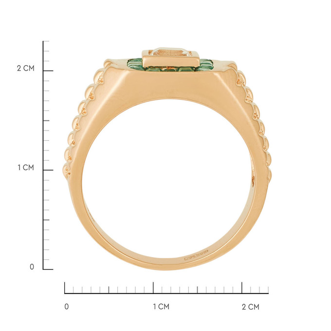Кольцо из золота 585 пробы c топазом и изумрудами, Л 6602 8078 за 101000