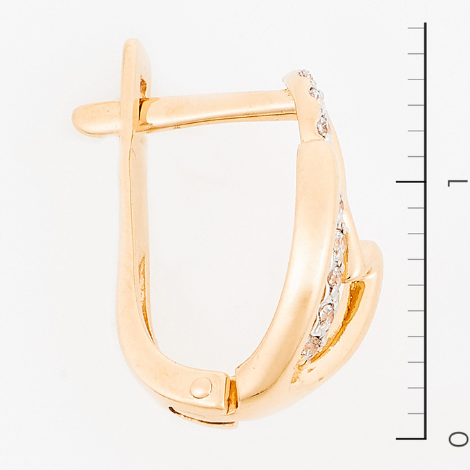 Серьги из красного золота 585 пробы c фианитами
